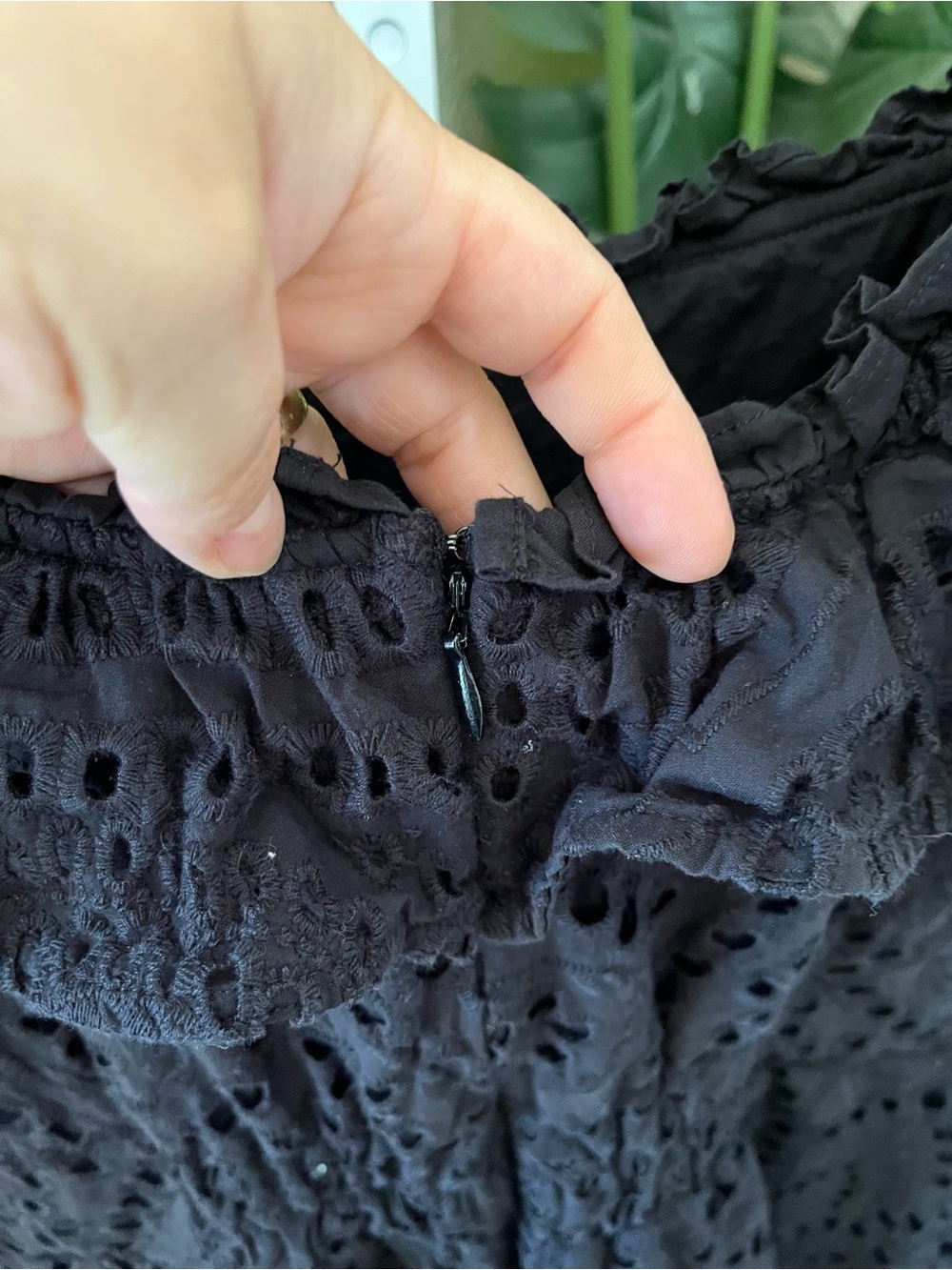 🖤 Black Eyelet Ruffle Mini Dress | Size XS | Boho Cottagecore - Picture 7 of 9